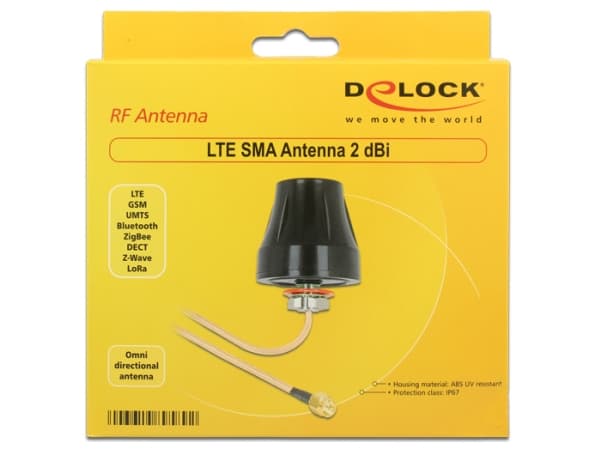 Delock LTE Antenna - Antenne - Smart Home - 2 dBi - rundtstrålende - utendørs, innendørs - svart