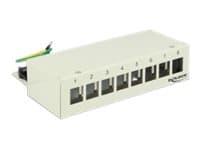 Delock Keystone Desktop Patch Panel - Liitäntäpaneeli - vaaleanharmaa, RAL 7035 - 8 porttia