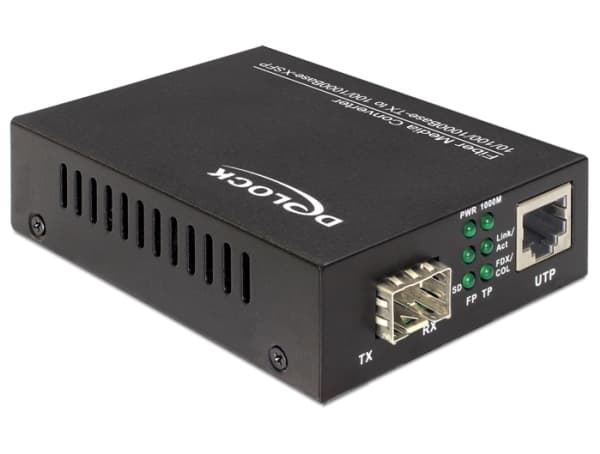 Delock Delock Media Converter 10/100/1000Base-T to 100/1000Base-X SFP - Fibermedieomformer - 1GbE - 10Base-T, 100Base-TX, 1000Base-T, 1000Base-X, 100