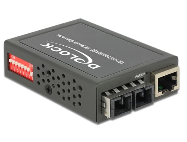 Delock Gigabit Ethernet Media Converter - Fibermedieomformer - 1GbE - 10Base-T, 1000Base-LX, 100Base-TX, 1000Base-T - SC-enkeltmodus / RJ-45 - opp ti
