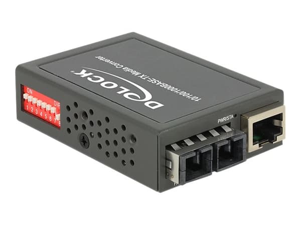 Delock Gigabit Ethernet Media Converter - Fibermedieomformer - 1GbE - 10Base-T, 1000Base-LX, 100Base-TX, 1000Base-T - SC-enkeltmodus / RJ-45 - opp ti