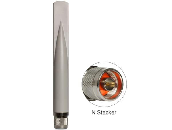 Delock WLAN N plug - Antenne - Wi-Fi - 2.5 dBi - rundtstrålende - utendørs - grå