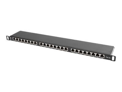 Lanberg PPS5-0024-B - Patch-panel - CAT 5e - STP - RJ-45 X 24 - svart, RAL 9004 - 0.5U - 19"