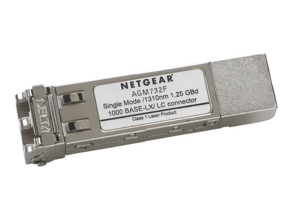 NETGEAR ProSafe AGM732F - SFP (mini-GBIC) transceivermodul - 1GbE - 1000Base-LX - LC-enkeltmodus - opp til 10 km - for NETGEAR GSM7224, M4300-28G-PoE