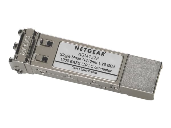 NETGEAR ProSafe AGM732F - SFP (mini-GBIC) transceivermodul - 1GbE - 1000Base-LX - LC-enkeltmodus - opp til 10 km - for NETGEAR GSM7224, M4300-28G-PoE