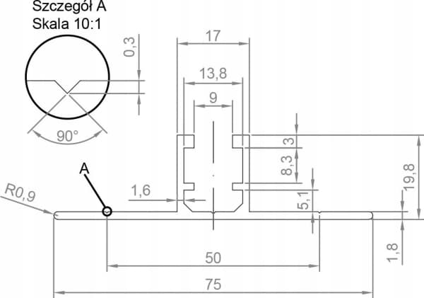 Baks monteringsskena i aluminium SM400 890040
