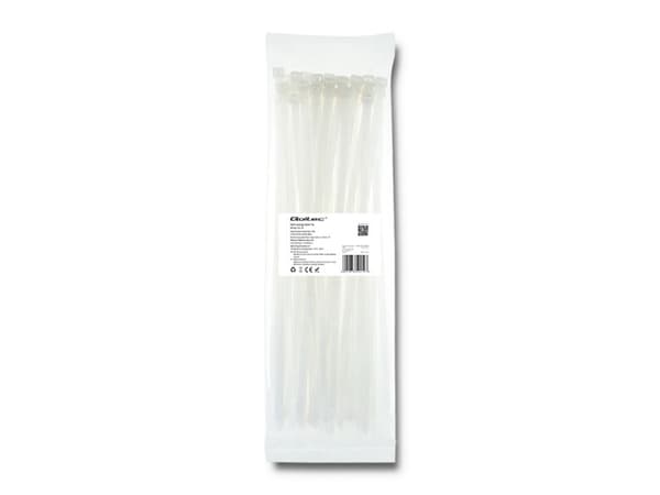 Qoltec - Kabelfestebånd - 35 cm - hvit (en pakke 50)