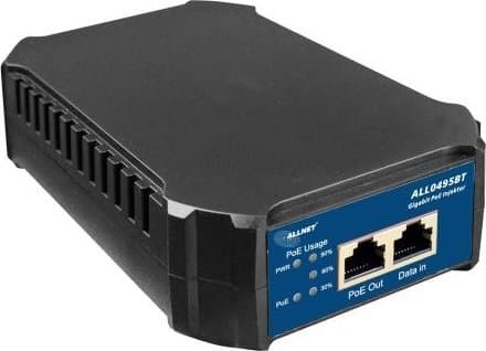 ALLNET PoE Inject, Gigabit Ethernet, 10,100,1000 Mbit/s, IEEE 802.3af, IEEE 802.3at, IEEE 802.3bt, Cat5, Cat5e, Cat6, Sort, 100 m