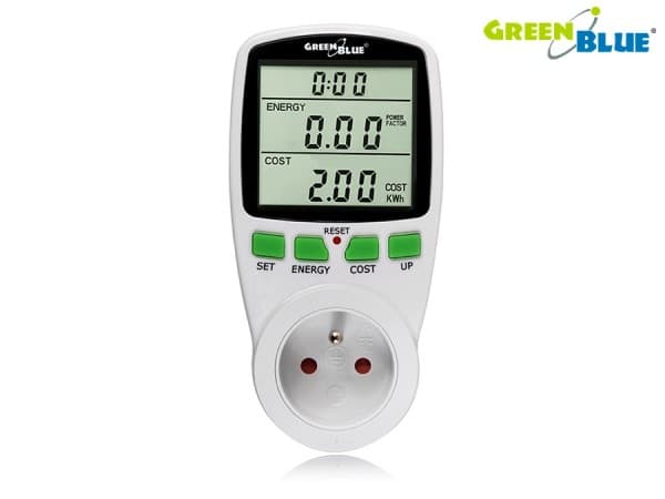 Greenblue GB202 wattimittari Valkoinen 0 - 9999 W Sisäänrakennettu näyttö LCD-näyttö