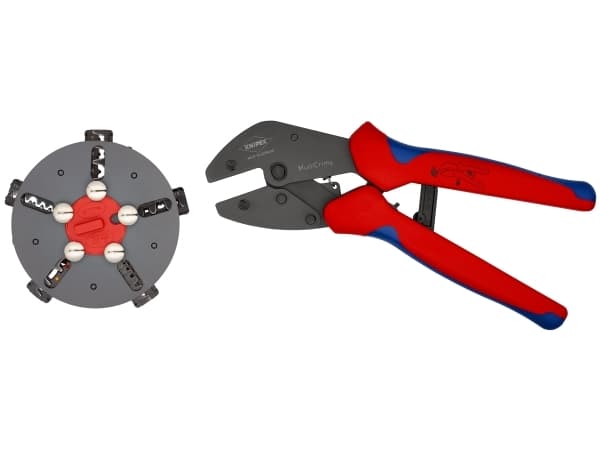 Knipex MULTICRIMP 97 33 02 Crimptång Oisolerade, öppna kontakter, isolerade kabelskor;, isolerade kontakter, kabelskor, oisolerade kabelskor Inkl.