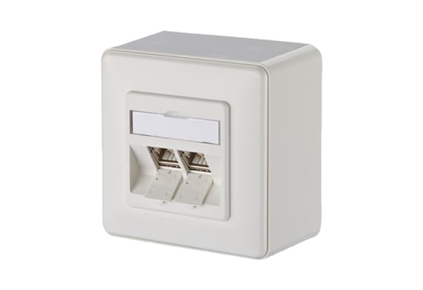 Metz Connect C6Amodul 270° - Sokkelutgang - RJ 45 - 2 nettverkssokler - ren hvit, RAL 9010