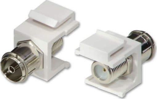 Lindy 60522, platt, vit, koaxial, F-typ, kvinnlig kontakt, manlig kontakt