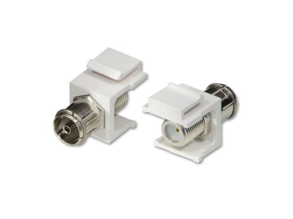 Lindy 60522, platt, vit, koaxial, F-typ, kvinnlig kontakt, manlig kontakt