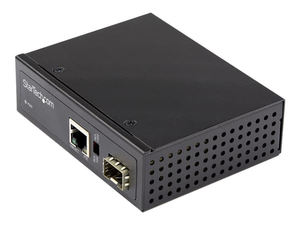 StarTech.com PoE+ Industrial Fiber to Ethernet Media Converter 60W, SFP to RJ45, Singlemode/Multimode Fiber to Copper Gigabit Ethernet, Compact, IP-3