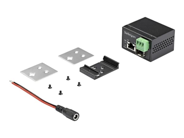 StarTech.com PoE+ industriell fiber till Ethernet-mediakonverterare 30 W - SFP till RJ45 - Singlemode/Multimode fiber till Gigabitkopparnätverk - Min