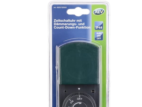 REV 25720502, Daglig timer, Svart, Grön, Digital, LED, Rotations-, IP44