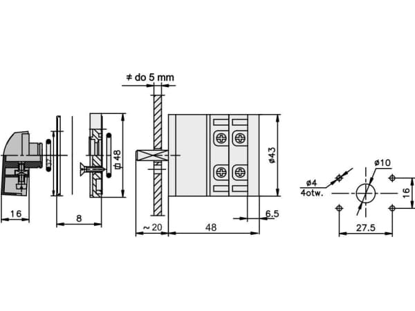 Elektromet Cam switch 0-1 3P 12A IP65 Arc E12-12 med plate (921201)