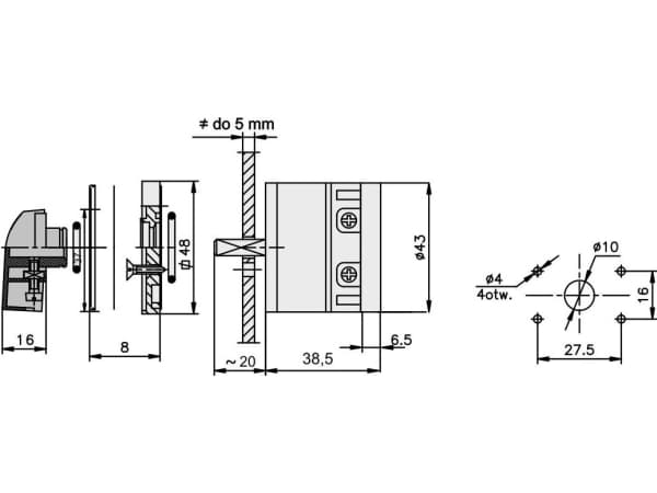 Elektromet Cam switch 0-1 1P 12A IP65 Arc E12-52 med plate (921252)