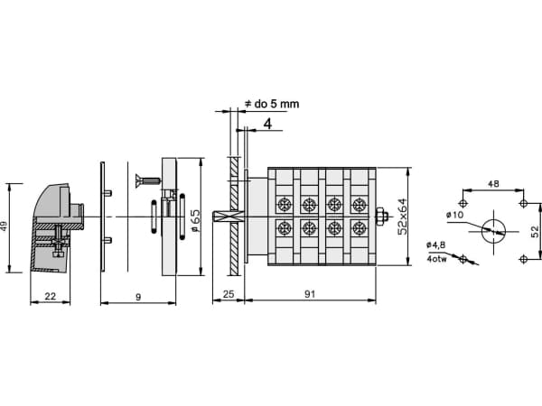 Stjerne-trekant kambryter 3P 40A IP65 Bend 40-22 med plate 924011