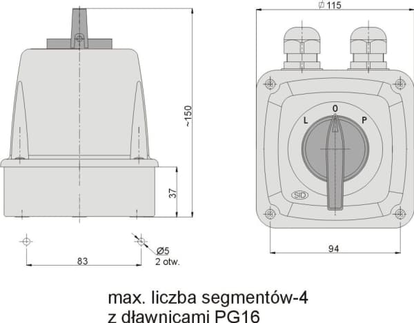 Elektromet Kambryter L-0-P 3P 40A IP44 Arc 40-43 i hus (924029)