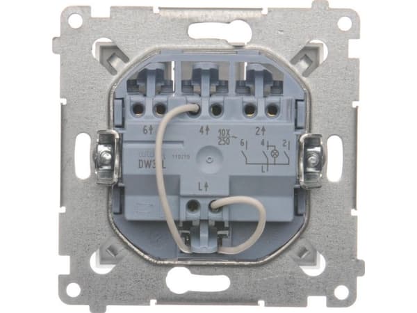 Kontakt-Simon DW31L.01/43, Plast, Sølv, IP20, 250 V, 10 A, 75 mm