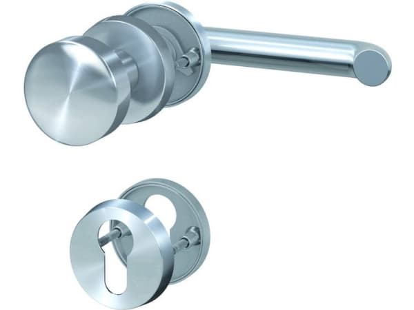 BASI 7306-2288, Dörrhandtagsset med nyckelhål, Rostfritt stål, Rostfritt stål, Vänsterhänt, DIN EN 1906:2010-09