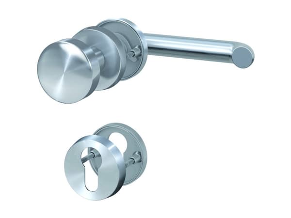 BASI 7306-2288, Dörrhandtagsset med nyckelhål, Rostfritt stål, Rostfritt stål, Vänsterhänt, DIN EN 1906:2010-09