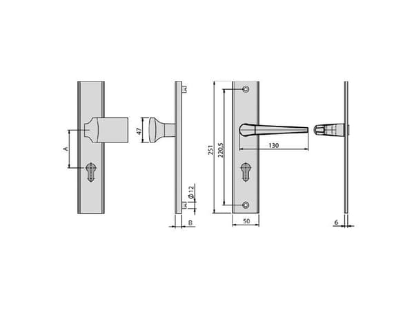 BASI 7900-0101, Håndtakssett for nøkkelbruk, Aluminium, Ambidekstriøs, 7,2 cm