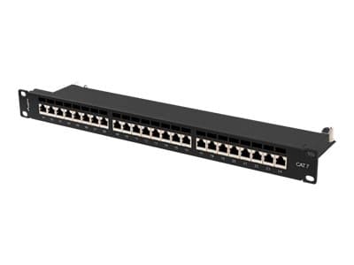 Lanberg PPS7-1024-B - Koblingspanel - CAT 7 - STP - RJ-45 X 24 - RAL 9004, svart - 1U - 19" Sort
