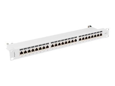 Lanberg PPS7-1024-S - Koblingspanel - rackmonterbar - CAT 7 - STP - RJ-45 X 24 - RAL 7035, grå - 1U - 19"