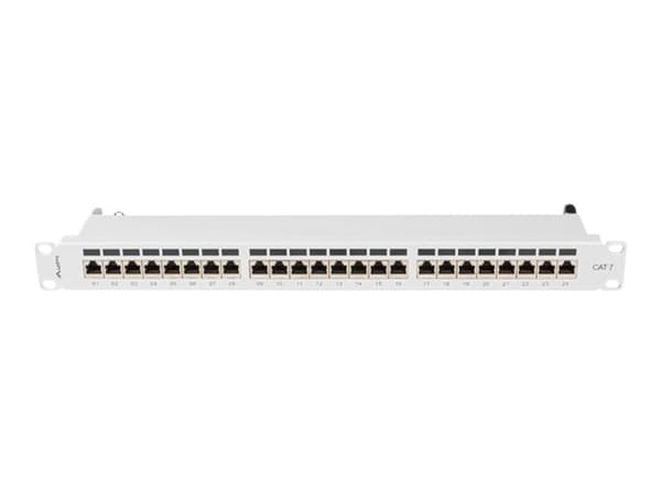 Lanberg PPS7-1024-S - Koblingspanel - rackmonterbar - CAT 7 - STP - RJ-45 X 24 - RAL 7035, grå - 1U - 19"