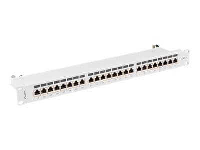 Lanberg PPS7-1024-S - Koblingspanel - rackmonterbar - CAT 7 - STP - RJ-45 X 24 - RAL 7035, grå - 1U - 19"