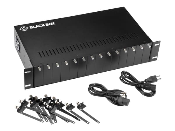 Black Box Pure Networking Copper to Fiber Media Converter Chassis - Modulær utvidelsesbase - AC 100/240 V - 2U - rackmonterbar - for P/N: LGC210A