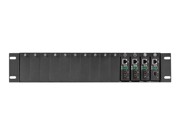 Black Box Pure Networking Copper to Fiber Media Converter Chassis - Modulær utvidelsesbase - AC 100/240 V - 2U - rackmonterbar - for P/N: LGC210A