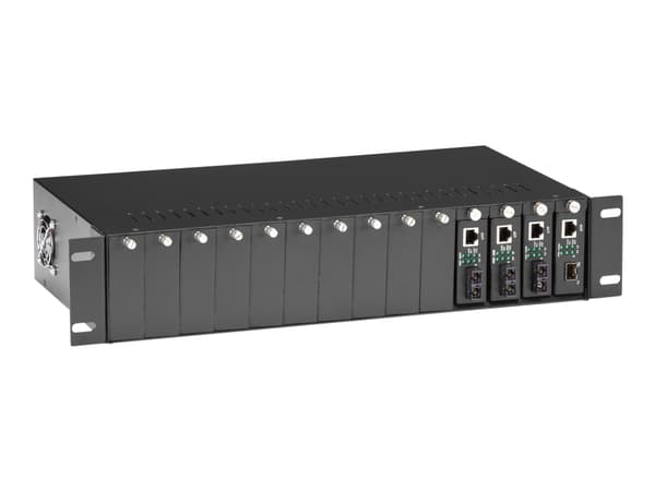 Black Box Pure Networking Copper to Fiber Media Converter Chassis - Modulær utvidelsesbase - AC 100/240 V - 2U - rackmonterbar - for P/N: LGC210A