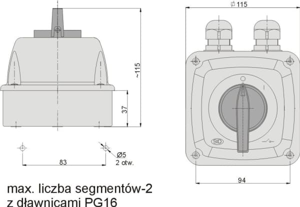 Elektromet Cam switch 0-I 3P 40A i IP65-hus 40-13 bue (924006)