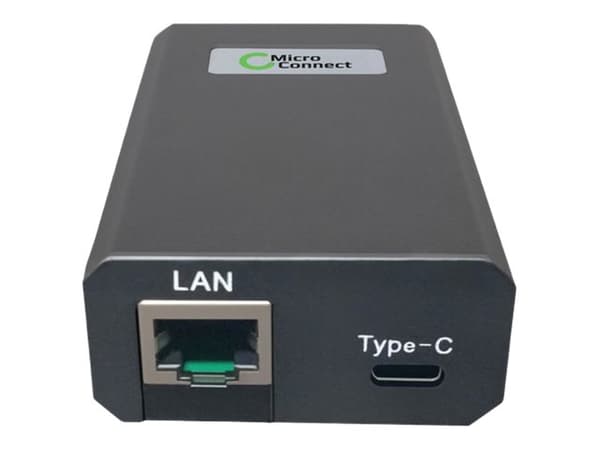 Microconnect POEINJ-25W-USBC, Gigabitti Ethernet, 1000 Mbit/s, IEEE 802.3, Cat5, Musta, 100 m