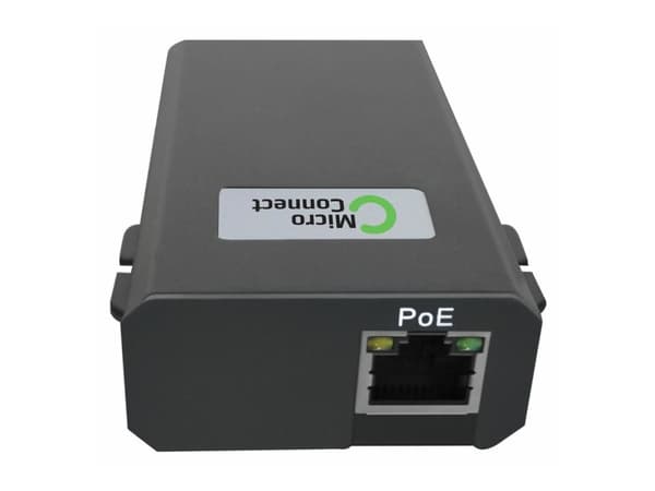 Microconnect POEINJ-25W-USBC, Gigabitti Ethernet, 1000 Mbit/s, IEEE 802.3, Cat5, Musta, 100 m
