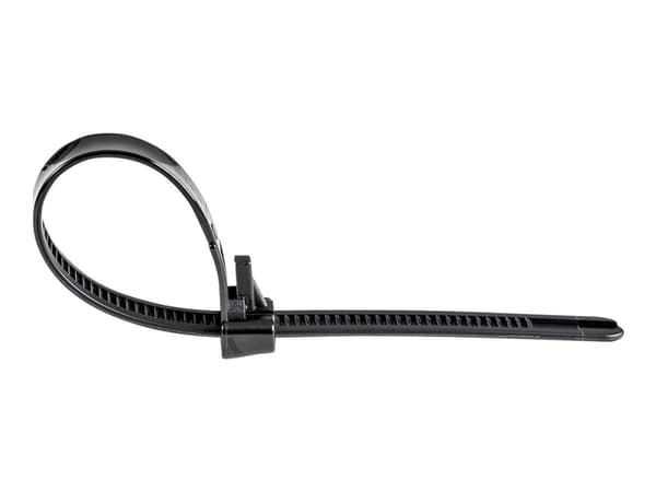 StarTech.com 10"(25cm) Reusable Cable Ties, 1/4"(7mm) wide, 2-1/2"(65mm) Bundle Dia. 50lb(22kg) Tensile Strength, Releasable Nylon Ties, Indoor/Outdo