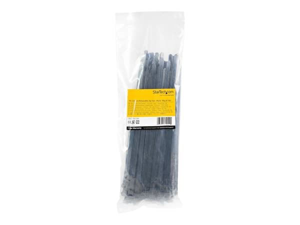 StarTech.com 10"(25cm) Reusable Cable Ties, 1/4"(7mm) wide, 2-1/2"(65mm) Bundle Dia. 50lb(22kg) Tensile Strength, Releasable Nylon Ties, Indoor/Outdo