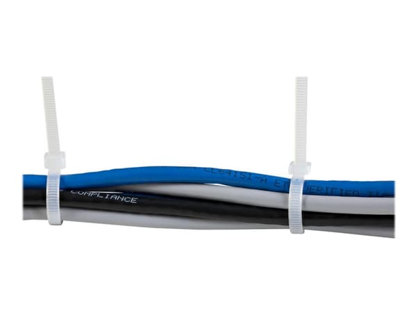 StarTech.com 20cm kabelkopplingar - 4mm bred, 55mm buntdiameter, 22kg draghållfasthet, självlåsande spärrband för nylon med böjd spets, 94 V-2/UL lis