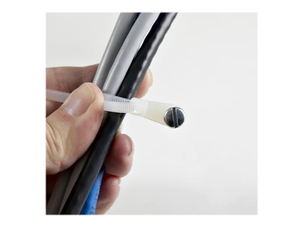 StarTech.com 20cm(8") Cable Ties with Mounting Hole, 4mm(1/8") wide, 52mm(2") Bundle Diameter, 22kg(50lb) Tensile Strength, Nylon 66 Self Locking Tie