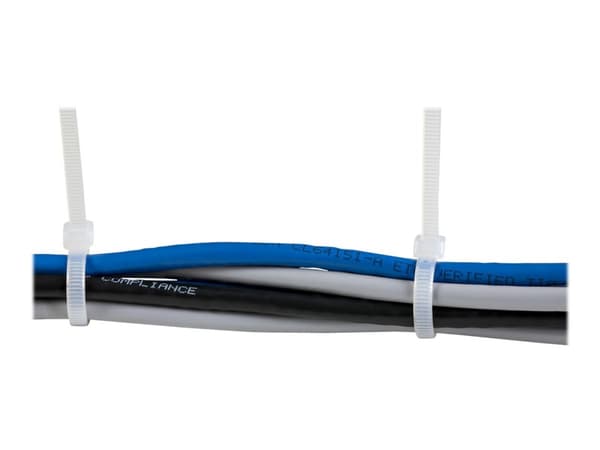 StarTech.com 10"(25cm) Cable Ties, 1/8"(4mm) wide, 2-5/8"(68mm) Bundle Diameter, 50lb(22kg) Tensile Strength, Nylon Self Locking Zip Ties w/ Curved T