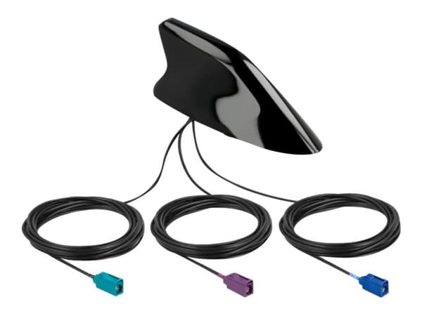 Delock - Antenne - haifinne - navigasjon, mobiltelefon, Wi-Fi - 2 dBi (til 1575 MHz), 3.5 dBi (for 698 - 960 MHz), 3 dBi (for 2400 MHz - 2483.5 MHz),