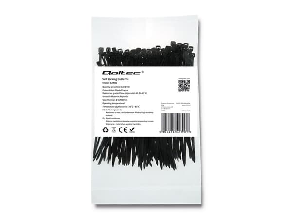 Qoltec - Kaapelinjohtimet - 10 cm - lajitelma (pakkaus 100 kpl)
