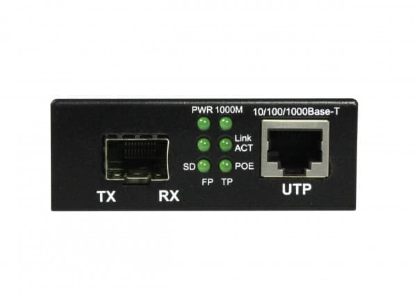 ALLNET ALL-MC202P-SFP1-POE, 1000 Mbit/s, 10Base-T, 100Base-TX, 1000Base-T, 1000Base-LX, 1000Base-SX, IEEE 802.3, IEEE 802.3ab, IEEE 802.3af, IEEE 802