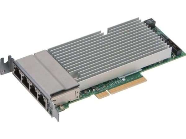 Supermicro AOC-STG-I4T-O, Intern, Kabel, PCI Express, Ethernet, 10000 Mbit/s, Svart, Grön, Grå
