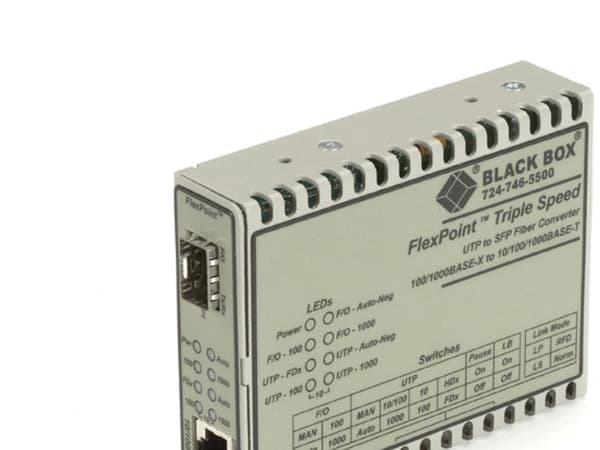 Black Box LMC1017A-SFP, 1000 Mbit/s, 1000Base-X, 100Base-TX, 10Base-T, Gigabit Ethernet, 10 100 1000 Mbit/s, SFP, langallinen