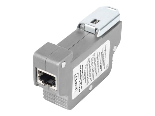 DIGITUS DN-95421 - PoE-overspenningsvern (DIN-skinnemonterbar) - utgangskontakter: 1 - grå