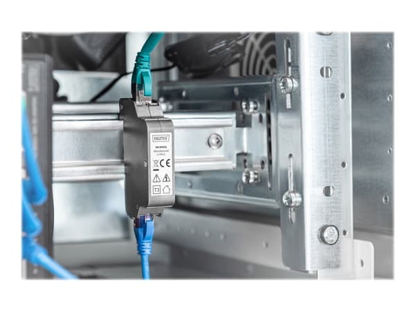 DIGITUS DN-95421 - PoE-overspenningsvern (DIN-skinnemonterbar) - utgangskontakter: 1 - grå